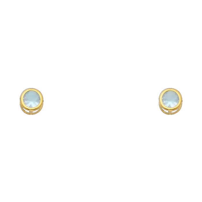 14K Yellow Gold 4mm RD Cubic Zirconia Bezel Stud Earrings w/Screw(MAR)