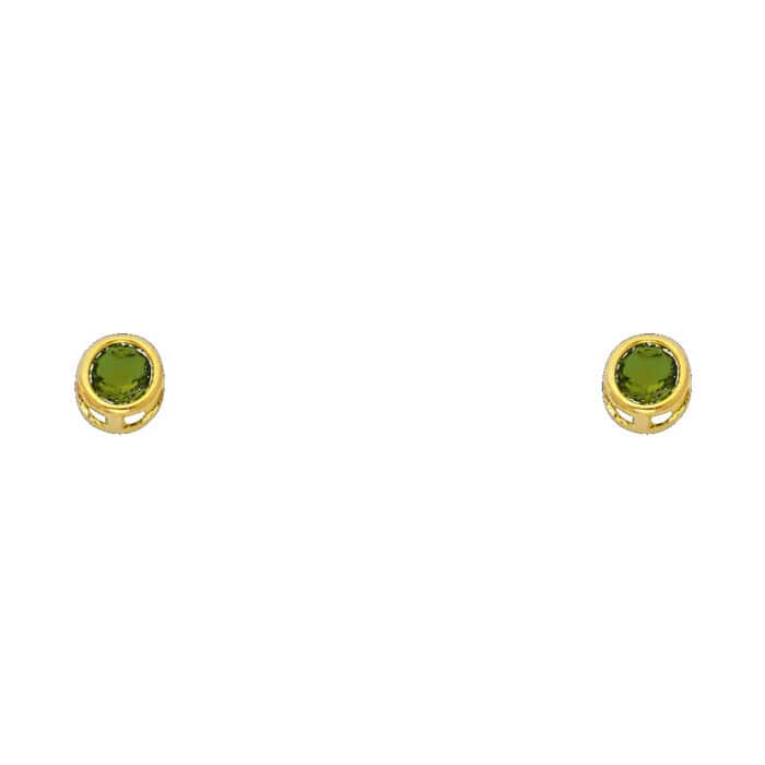 14K Yellow Gold 4mm RD Cubic Zirconia Bezel Stud Earrings w/Screw(MAY)