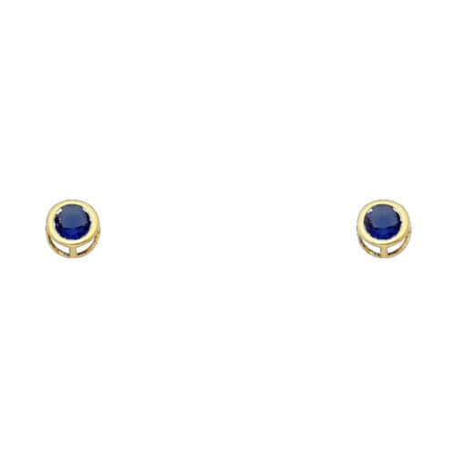 14K Yellow Gold 4mm RD Cubic Zirconia Bezel Stud Earrings w/Screw(SEP)