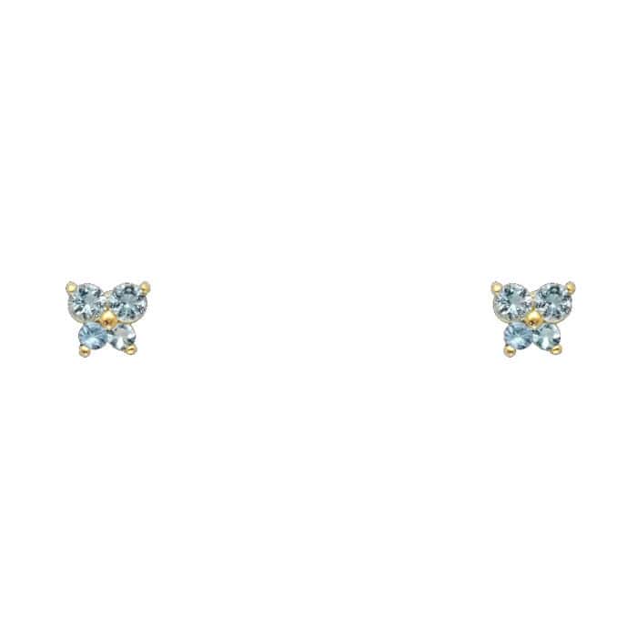 14K Yellow Gold Butterfly Cubic Zirconia Stud Earrings w/Screw(MAR)