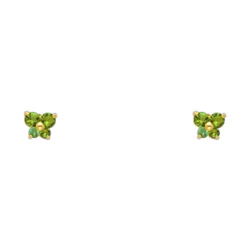 14K Yellow Gold Butterfly Cubic Zirconia Stud Earrings w/Screw(MAY)