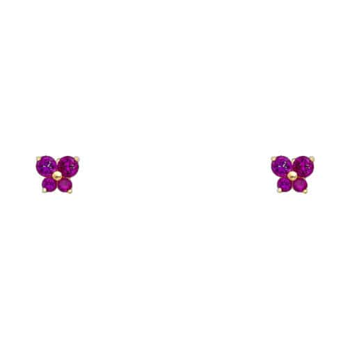14K Yellow Gold Butterfly Cubic Zirconia Stud Earrings w/Screw(JUL)