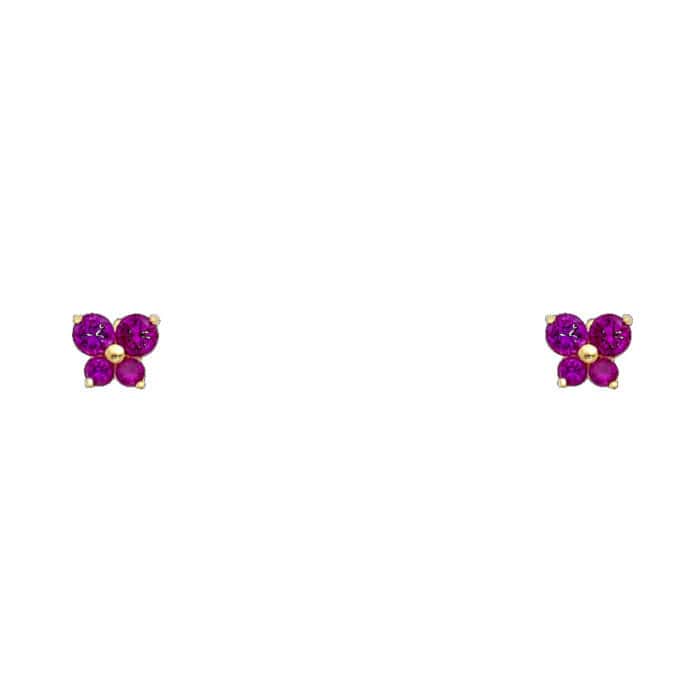 14K Yellow Gold Butterfly Cubic Zirconia Stud Earrings w/Screw(JUL)