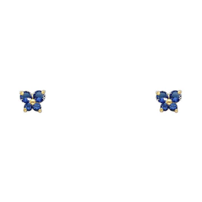 14K Yellow Gold Butterfly Cubic Zirconia Stud Earrings w/Screw(SEP)
