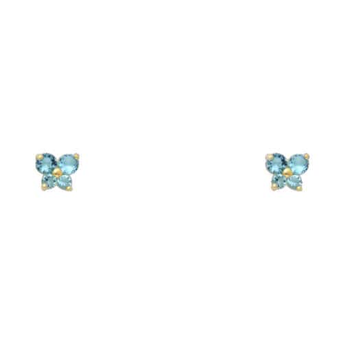 14K Yellow Gold Butterfly Cubic Zirconia Stud Earrings w/Screw(DEC)