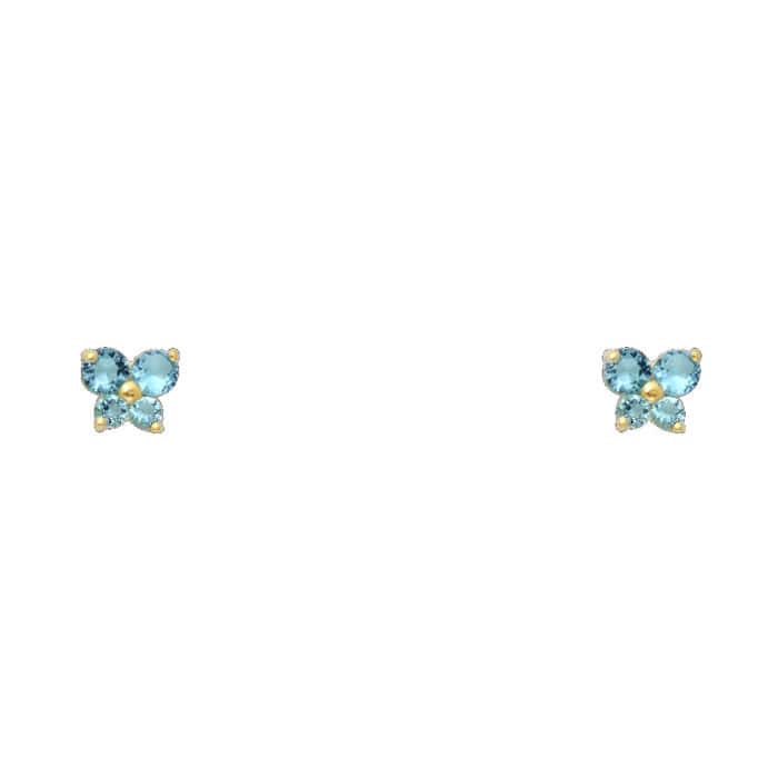 14K Yellow Gold Butterfly Cubic Zirconia Stud Earrings w/Screw(DEC)