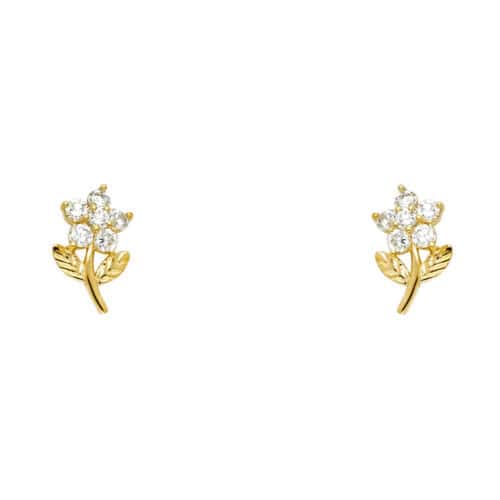 14K Yellow Gold Stud Earrings w/Screw