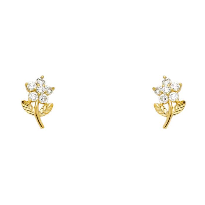 14K Yellow Gold Stud Earrings w/Screw