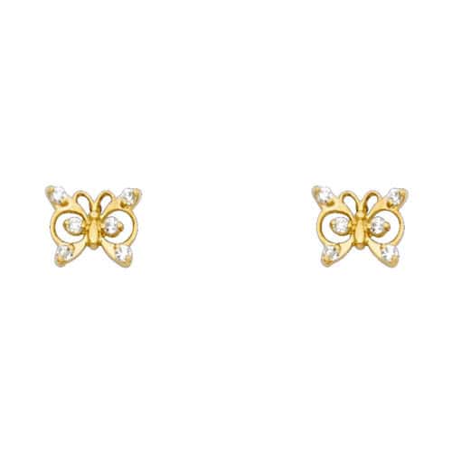 14K Yellow Gold Stud Earrings w/Screw