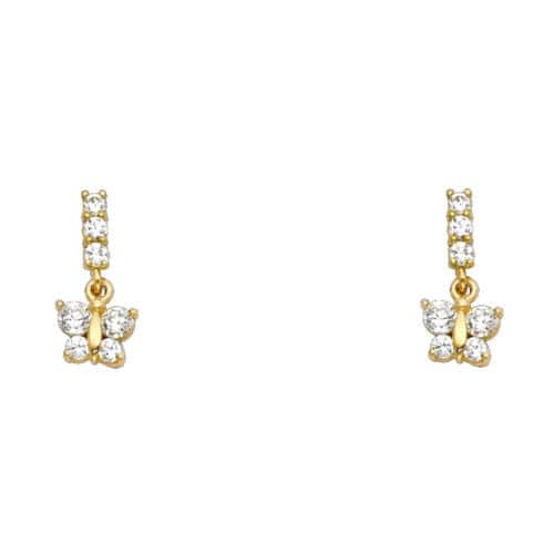 14K Yellow Gold Stud Earrings w/Screw