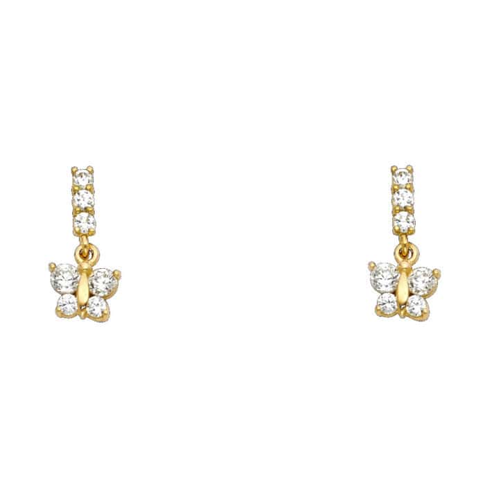 14K Yellow Gold Stud Earrings w/Screw