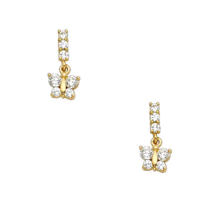 14K Yellow Gold Stud Earrings w/Screw - Image 2
