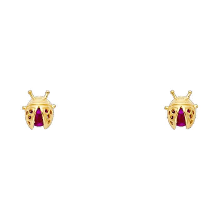 14K Yellow Gold Stud Earrings w/Screw