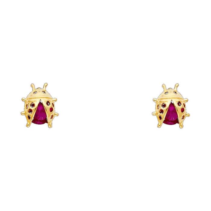 14K Yellow Gold Stud Earrings w/Screw