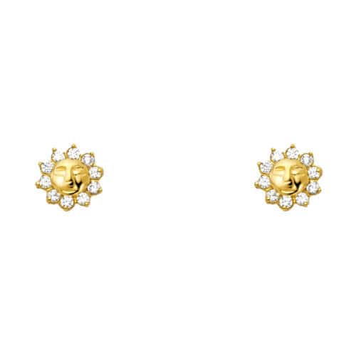 14K Yellow Gold Stud Earrings w/Screw