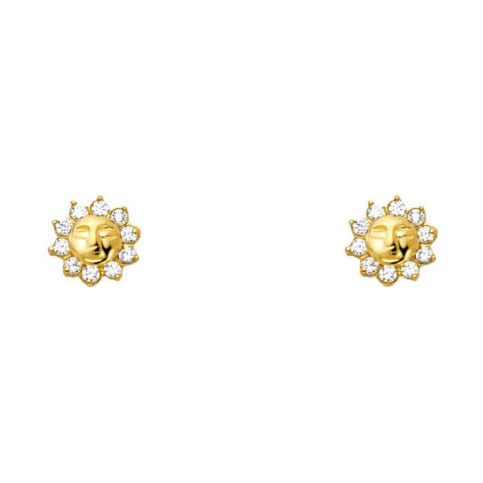 14K Yellow Gold Stud Earrings w/Screw