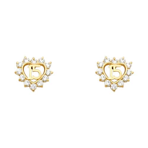 14K Yellow Gold Stud Earrings w/Screw