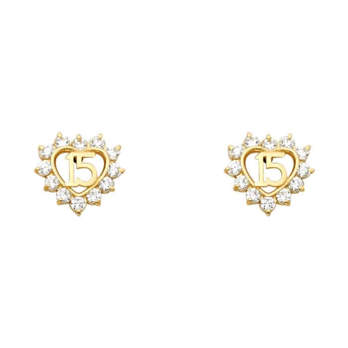 14K Yellow Gold Stud Earrings w/Screw
