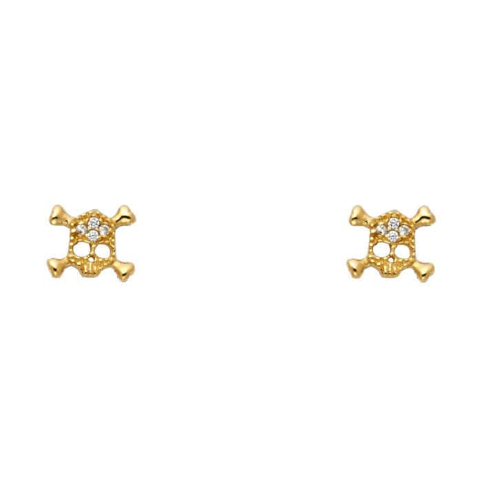 14K Yellow Gold Stud Earrings w/Screw