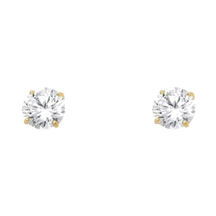 14K Yellow Gold RD 5mm Stud Earrings w/Screw (MAY)
