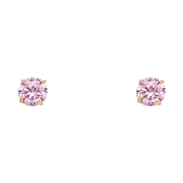 14K Yellow Gold RD 4mm Stud Earrings w/Screw (OCT)
