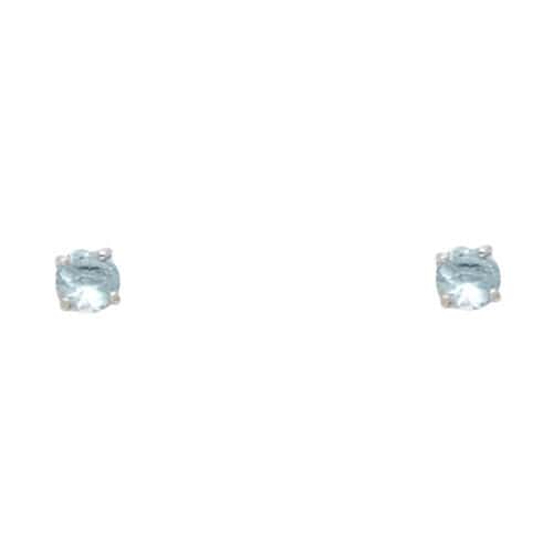 14K White Gold RD 3mm Stud Earrings w/Screw(MAR)