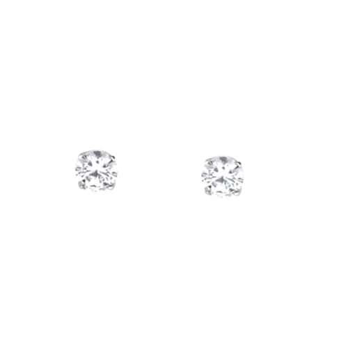 14K White Gold RD 3mm Stud Earrings w/Screw (APR)