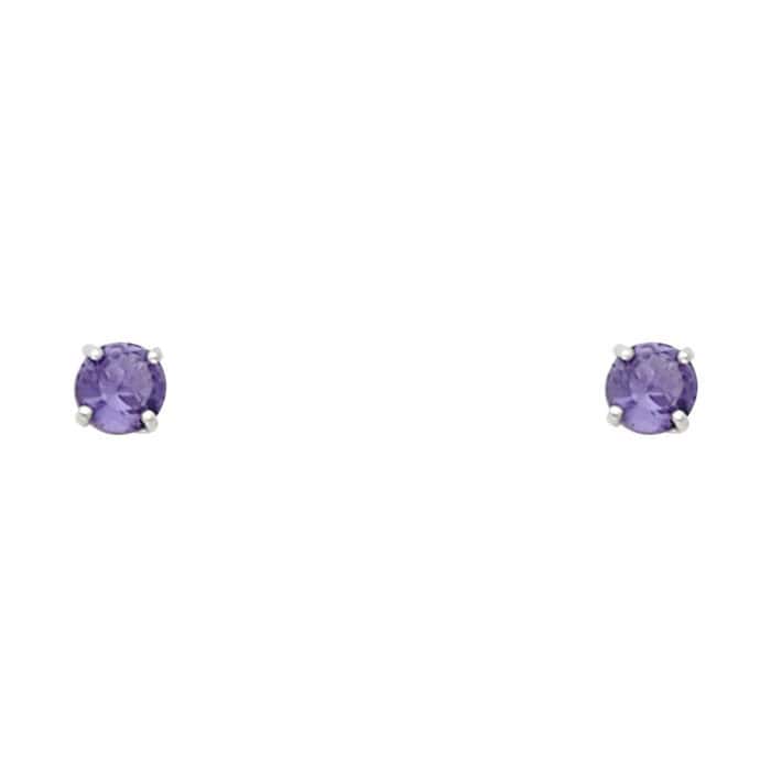14K White Gold RD 3mm Stud Earrings w/Screw(JUN)