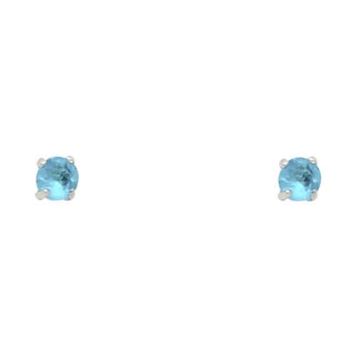 14K White Gold RD 3mm Stud Earrings w/Screw(DEC)