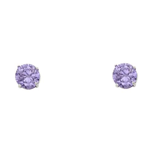 14K White Gold RD 4mm Stud Earrings w/Screw (FEB)