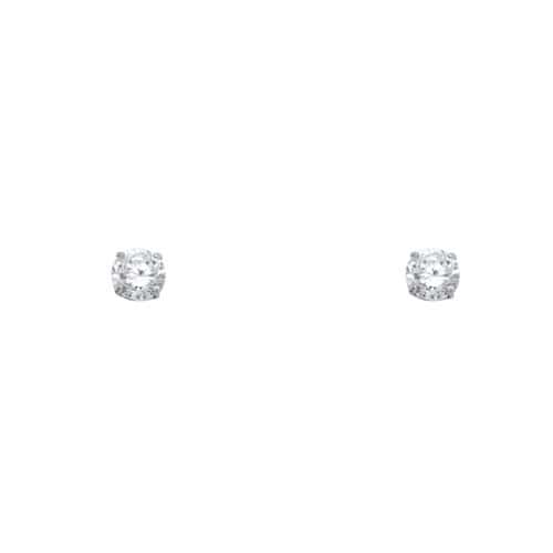14K White Gold RD 4mm Stud Earrings w/Screw (APR)