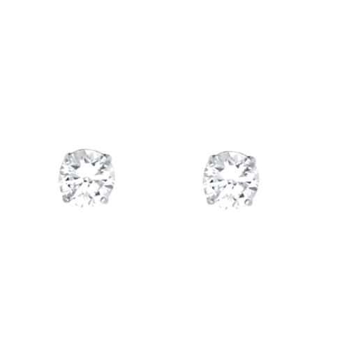 14K White Gold RD 4mm Stud Earrings w/Screw (APR)