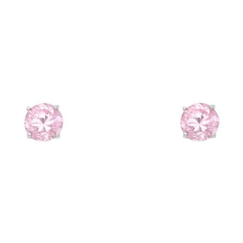 14K White Gold RD 4mm Stud Earrings w/Screw (OCT)