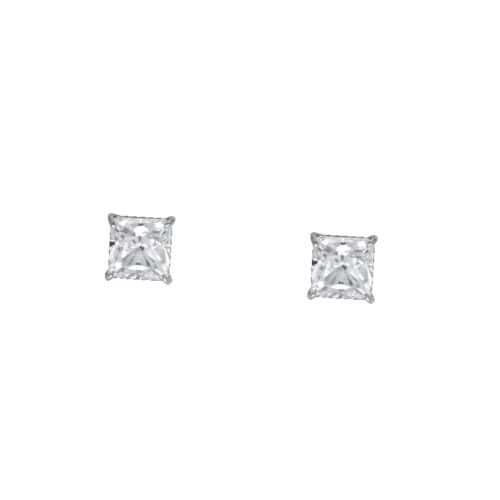 14K White Gold SQ 5mm Stud Earrings w/Screw