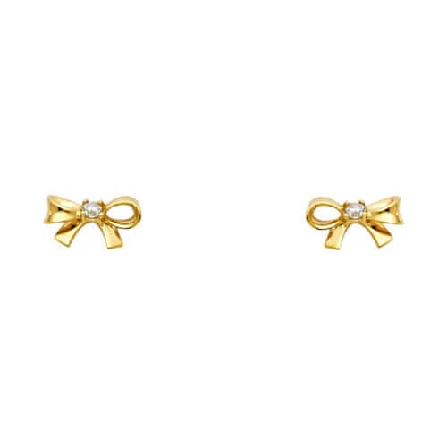 14K Yellow Gold Stud Earrings w/Screw