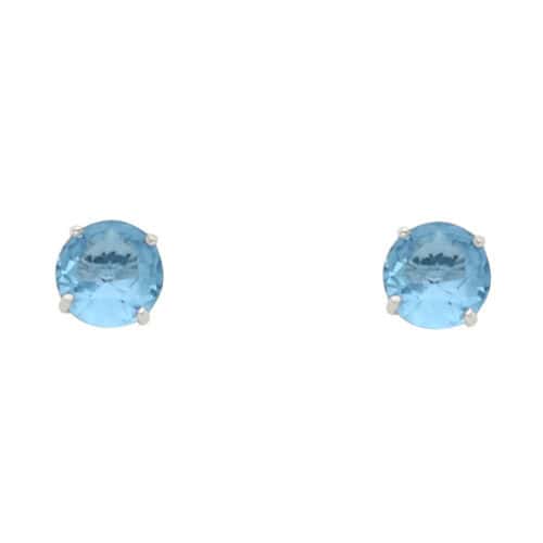 14K White Gold 5mm RD Cubic Zirconia Basket Stud Earrings w/Screw(MAR)