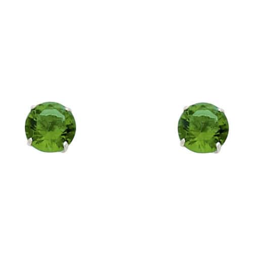 14K White Gold 5mm RD Cubic Zirconia Basket Stud Earrings w/Screw(JUN)