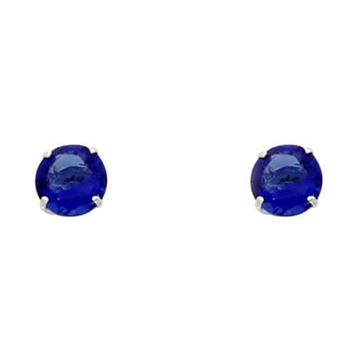 14K White Gold 5mm RD Cubic Zirconia Basket Stud Earrings w/Screw(SEP)