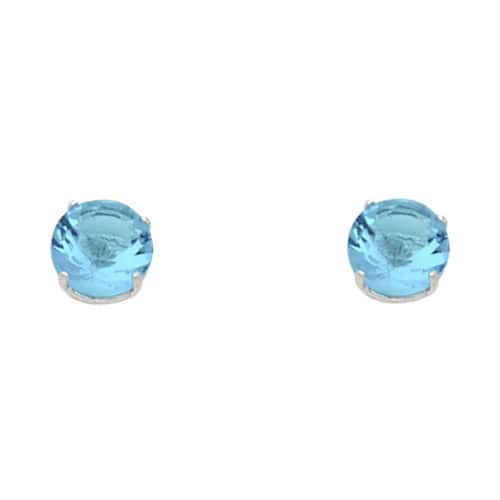 14K White Gold 5mm RD Cubic Zirconia Basket Stud Earrings w/Screw(DEC)
