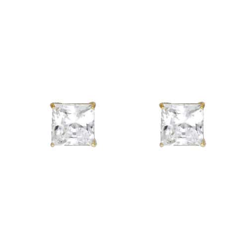 14K Yellow Gold 7mm SQ Basket Stud Earrings w/Screw