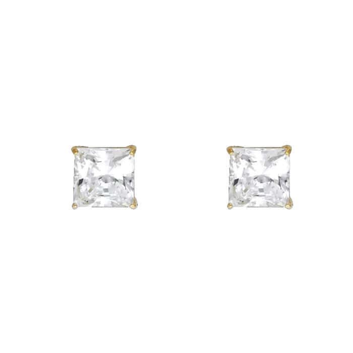 14K Yellow Gold 7mm SQ Basket Stud Earrings w/Screw