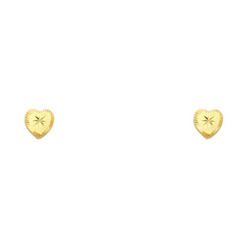 14K Yellow Gold Heart Stud Earrings w/Screw