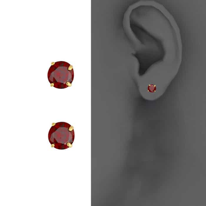 14K Yellow Gold RD 4mm Stud Earrings w/Screw (JAN) - Image 3