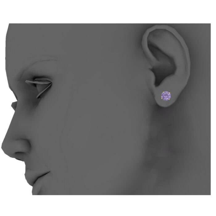 14K Yellow Gold RD 5mm Stud Earrings w/Screw (FEB) - Image 3