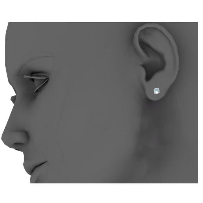 14K White Gold RD 3mm Stud Earrings w/Screw(MAR) - Image 3