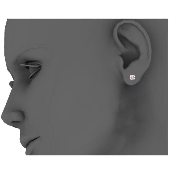 14K White Gold RD 3mm Stud Earrings w/Screw(OCT) - Image 4