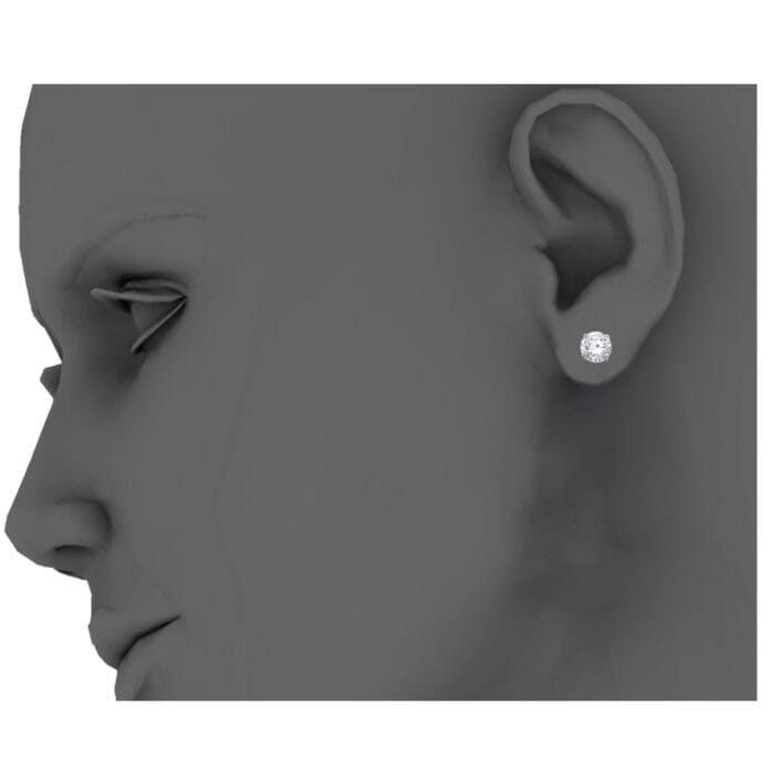 14K White Gold RD 4mm Stud Earrings w/Screw (APR) - Image 3