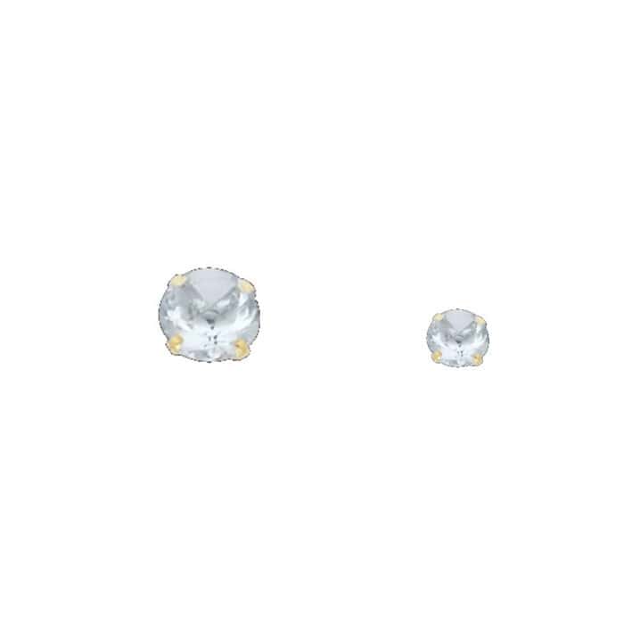 14K Yellow Gold 4mm RD Cubic Zirconia Stamp Stud Earrings w/Screw(MAR) - Image 3