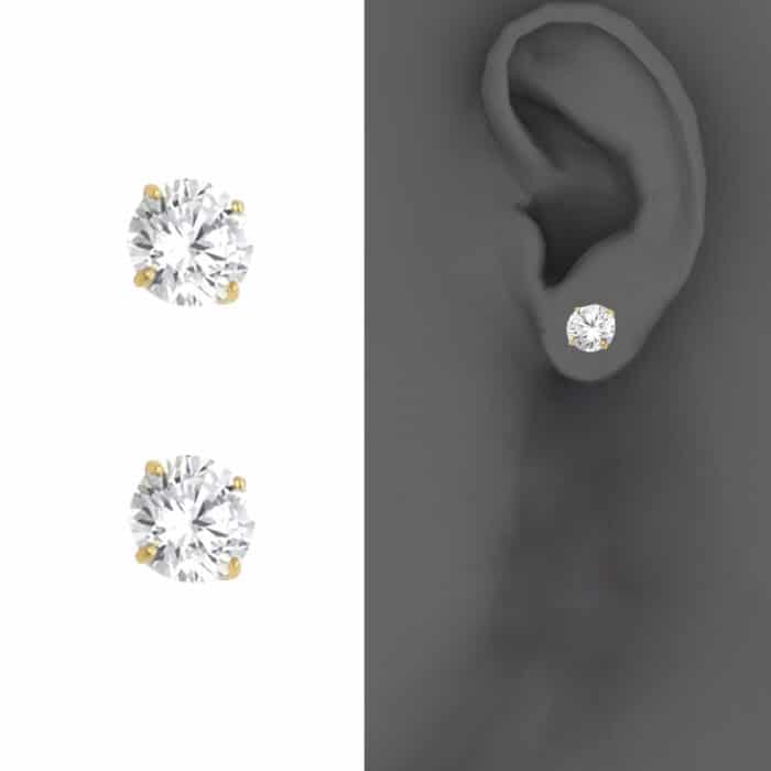 14K Yellow Gold RD 5mm Stud Earrings w/Screw (MAY) - Image 4