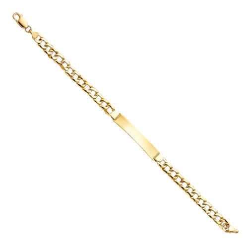 14K Yellow Gold Stamp Cuban Link ID Bracelet - 8"